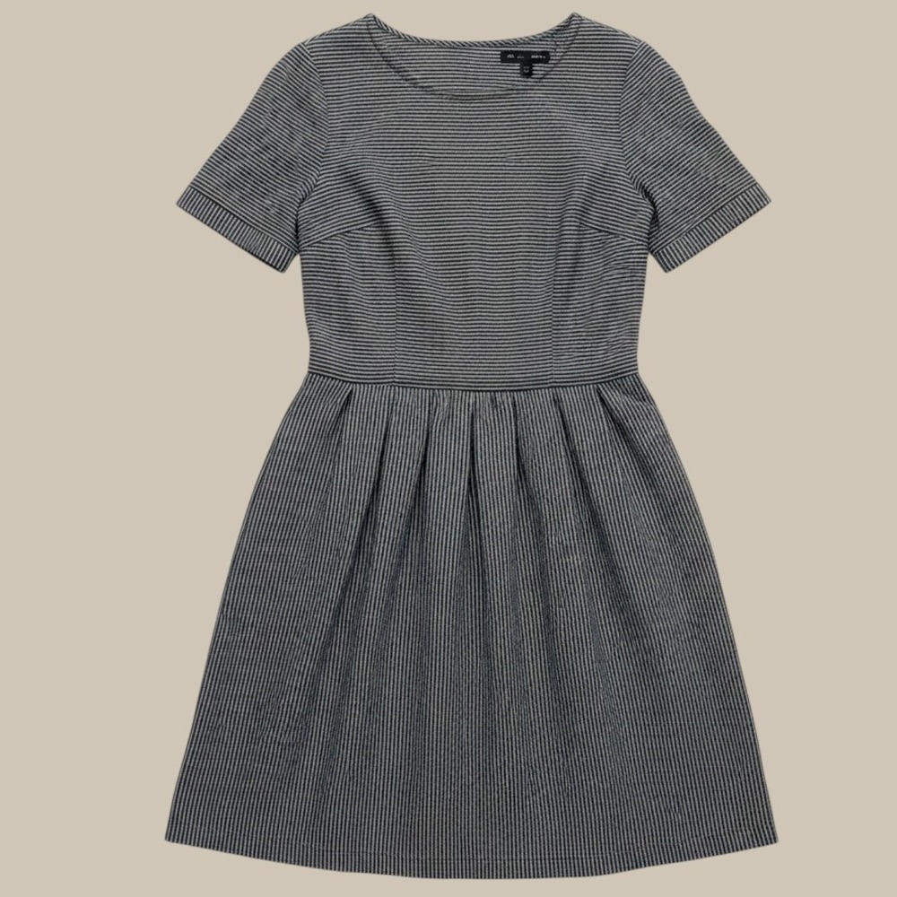 MADEWELL Broadway and Broome Girls Striped Fit and Flare Dress Black White Size2
